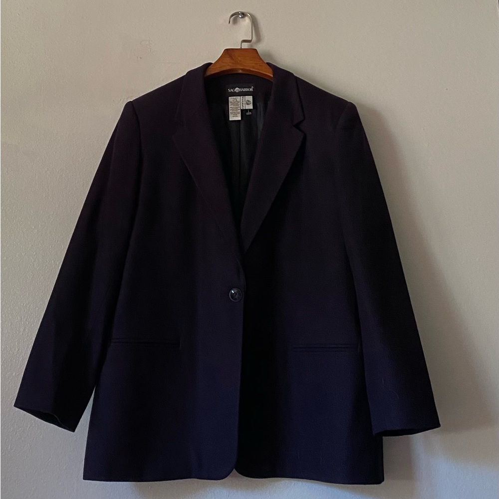 Vintage Ladies Sag Harbor Wool Blazer Purple/EggPlant size 18